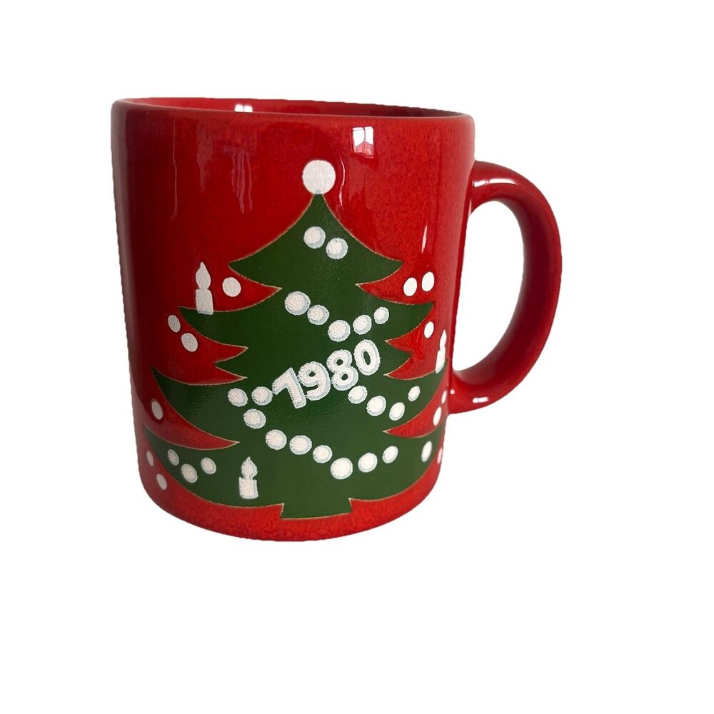 Vintage Waechtersbach West Germany Christmas Tree Coffee Mug Red Ceramic 1980